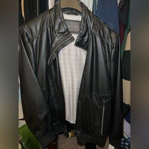 Calvin Klein Faux Leather Bomber Jacket
